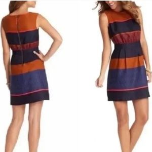 Loft Mosaic Navy & Orange Dress